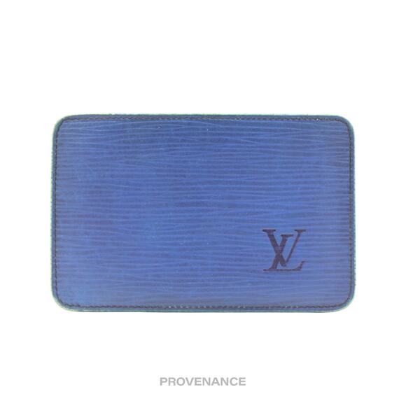 🔴 Louis Vuitton "MALLETIER" Card Holder Wallet - Blue Epi - Picture 1 of 5